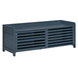 TREXM Distressed Shutter Storage Bench with Acacia Veneer for Retro Charm for Living Room, Entryway N715P196968M