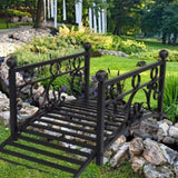 ZNTS 102*51*43cm Garden With Round Iron Ball Flat Top Handrail Garden Iron Bridge Black 61669682