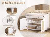30" Bathroom Vanity with Ceramic Sink, Solid Wood Frame Bathroom Sink Cabinet with Adjustable Shelf, N710P293988K
