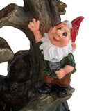 ZNTS 8.3x4.7x13.8" Decorative Woodland Gnome Water Fountain with LED Light, Brown W2078138941