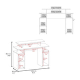 FM FURNITURE Lol Minimalist Gaming Desk with Elevated Monitor Shelf. Blue Accents B128P283295