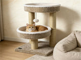 24 Inch Compact Cat Tree with 2 Plush Perches, Jute Rope Scratching Posts & Hanging Toy Ball, Stable 52371012