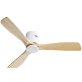 52 Inch Ceiling Fan Natural 3 Solid Wood Fan Blade Noiseless Reversible DC motor Remote Control For W934P145929