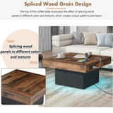 ZNTS ON-TREND 31.4'' x 31.4'' Farmhouse Coffee Table with 2 USB Ports and Outlets, Brown Spliced Wood N721P189320B