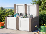 53 Gallon Large Outdoor PP Deck Box Waterproof Storage Box with Lockable Lid & Side Handles-Beige 53661892