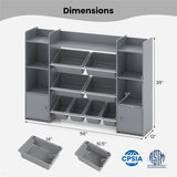 Gray Multi-Functional Kids Storage Shelf - Toy OrganizerBookcase, 56"x12"x39", Anti-Toppling, 74838693