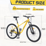 27.5 Inch Wheels 8 Speed Mountain Bike, for Men Women Boys and Girls, Front Suspension, Steel Frame W1019P234035