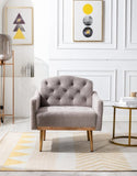 ZNTS COOLMORE Modern Accent Chair with Arms, Tufted Decorative Fabric Armchair with Gold Metal Legs, W39537936