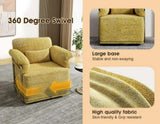 360 Degree Square Swivel Accent Sofa Chair,Fluffy Fabric Lounge Wide Upholstered Reading Chair with W2012P319077