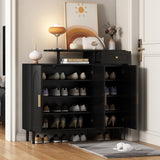 ON-TREND Elegant Shoe Cabinet with Arched Doors and Drawer, Cream Style Storage Sideboard with WF321210AAB