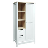 ZNTS Bedroom Storage Wardrobe with Hanging Rods and 2 Drawers and Open Shelves,Sliding Door,White 56629304