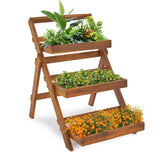 ZNTS 3-Tier Acacia Wood Plant Stand, Foldable Compact Indoor/Outdoor Display Rack for Plants and 65336558