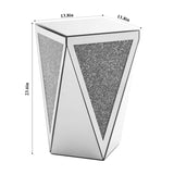 Inverted triangular mirror square, crystal diamond inlaid coffee, silver glass side W1005P189513