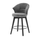 008-Wing Back Swivel Bar Stools Set of 2 - 25" Counter Height Adjustable Stools with Solid Wood Legs W2636P239834