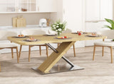 47.25 "-63" Dining Table, Original Wood Color, Seating 4-6 People, Retractable Table, Cross Metal W757P270705