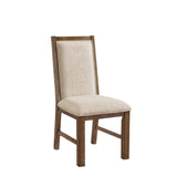 ZNTS Transitional Style 2pcs Side Chairs Rustic Oak Solid wood Beige Fabric Dining Room Furniture Chair B011P197294