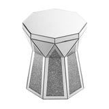 Drum style coffee table with mirror crystal inlay, polygonal silver decorative table, modern design W1005P190409