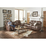 Achern Brown Leather-Air Nailhead Manual Reclining 3-Piece Sofa Set T2574P198808