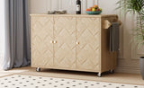 K&K 51.2"W Ash Veneer Solid Wood Handwoven Island with Drop Leaf, Coastal N707P207916Y
