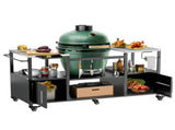 Outdoor Grill Table for Big Green Egg Style BBQ, Metal Grill Cart with Storage Box, Compatible with 42409360