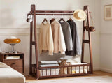 Solid Wood Freestanding Clothing Garment Rack, 23.62"16.34"63.78", Mobile Wooden Clothes Hanger W5368P553346