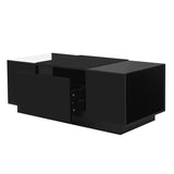 U-Can Led Coffee Table, Modern Center Table High-Gloss Finish and Glass Tabletop, Coffee Table N724P290056B