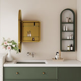 20x34 Inch Oval Recessed Medicine Cabinet, Metal Framed Bathroom Wall Cabinet with Mirror and W1435P210490