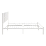 1pc Queen Platform Bed, Metal Frame White Finish Faux Cane Panel Headboard Casual Coastal Bedroom B011P214036