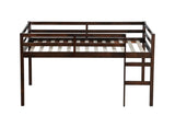 ZNTS Solid Wooden, Rubber Wooden Twin Loft Bed with Ladder, Bed Platform of Strengthened Slats , Espresso W504P190953