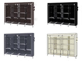 67" Clothes Closet Portable Wardrobe Clothes Storage Rack 12 Shelves 4 Side Pockets Dark Brown 71588089
