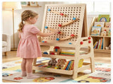 2-in-1 Wooden Kids Art Easel with Marble Run, Magnetic Whiteboard Standing Easel with Storage 31024671