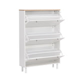 Narrow Design Shoe Cabinet with 3 Flip Drawers, Wood Grain Pattern Top Entryway Organizer with 3 77833346