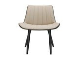 Khaki Grey PU Leather Dining Chair with Metal Legs, Wave Pattern Upholstered Armless Chair Set of T3967P409194