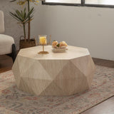 Modern Farmhouse Coffee Table Drum Coffee Table, American Natural Retro Style Coffee Table for W3081P254995