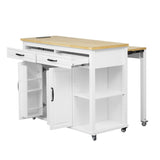 K&K 47 inch Kitchen Island with Extendable Dining Table, Rubber Wood Veneer Kitchen Table with N707P215327W