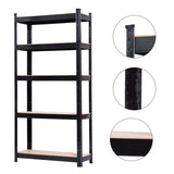 ZNTS 5 Tier Heavy Duty Metal Shelving Rack Unit Garage Storage Shelf Black UK 12865320