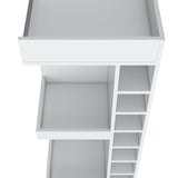 FM FURNITURE Lamer Corner Bar Cabinet with Wine Rack and Open Shelf, White B128P269882