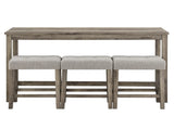 Bar Table Set with Power Outlet, Bar Table and Chairs Set, 4 Piece Dining Table Set, Industrial W487P339353