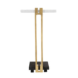 12.5x12x22" Aluminum and Marble C-Shaped Side Table, White/Gold/Black, Artistic Accent Table for W2078P169960