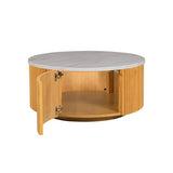 Faux White Marble Round Coffee Table with Storage B035P262683