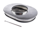 12" Oval Aluminum Full Finned Air Cleaner Polished Paper Element Fits for SB & BB CHEVY FORD & MOPAR 62270690