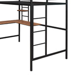 Twin Metal Loft Bed with Desk and Shelve,Black MF292037AAB