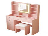 LED Tri-Color Lighting Dressing Table Set Particleboard Textured Melamine Finish Dressing Table 46574011