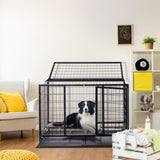 ZNTS 42 Inch Heavy Duty Dog Crate, Metal Dog Cage Dog Kennel for Medium to Large Dogs with Double Doors, 52893270