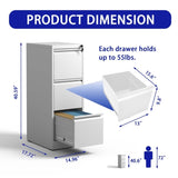 3 Drawer Metal Vertical File Cabinet with Lock Office Home Steel Vertical File Cabinet for A4 30844462