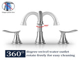 2-Handle 8 inch Widespread Bathroom Sink Faucet Brushed Nickel Lavatory Faucet 3 Hole 360&deg Swivel 01184644