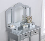 ZNTS Wooden Vanity Make Up Table and Stool Set, Silver 33693412