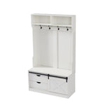 White, Column Coat Rack with Storage Shoe Cabinet 83801402