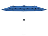 Outsunny 9.5' Double-sided Patio Umbrella with 3 Air Vents, Tilt and Crank, Outdoor Umbrella, Navy W2225P485595