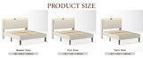 Queen Size Platform Bed Frame with Fabric Headboard and Wooden Slats Support, Fully W2889P272596